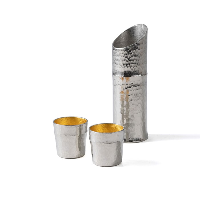 【和紙でラッピング済】 能作 竹型酒器セット 金箔
