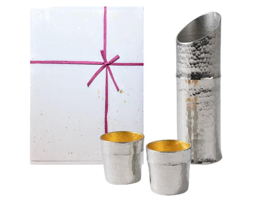 【和紙でラッピング済】 能作 竹型酒器セット 金箔