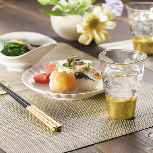 【和紙でラッピング済】 箔一 貫入 タンブラーグラス 2個セット