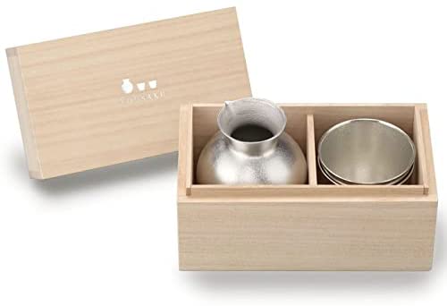 【和紙でラッピング済】 能作 錫 徳利 + 錫 猪口(おちょこ) 2個