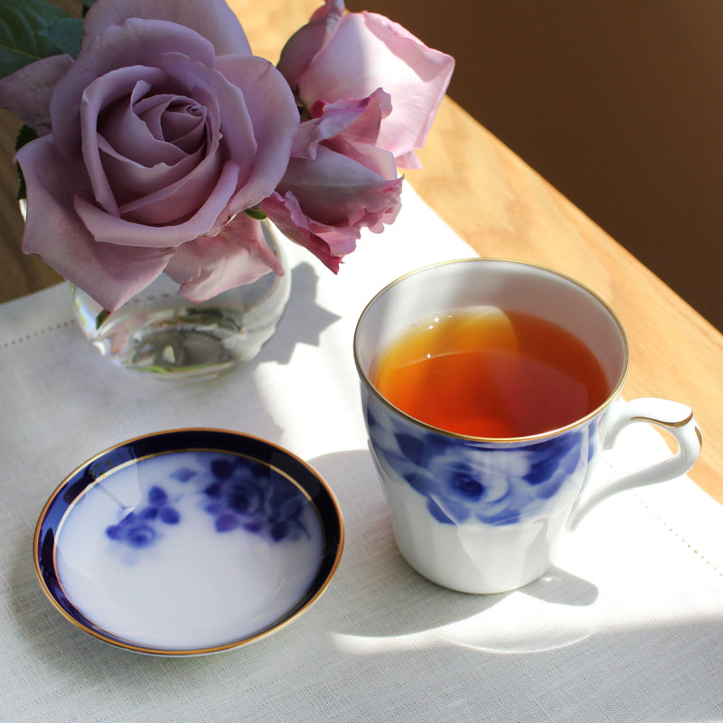 【和紙でラッピング済】 大蔵陶園 100周年記念ブルーローズ　マグカップ