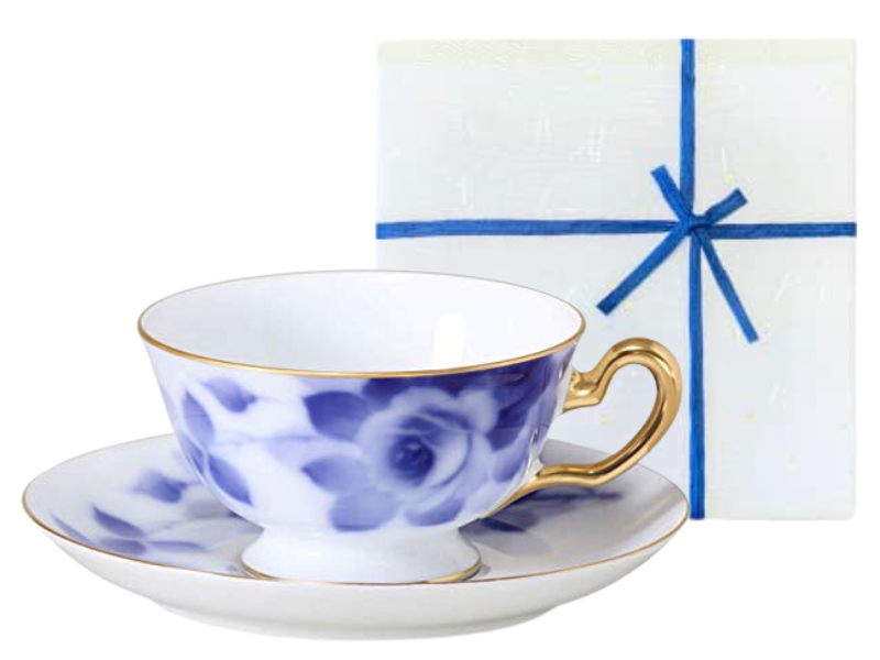 [Wrapping with Japanese paper] Blue Rose Cup &amp; Saucer 8011