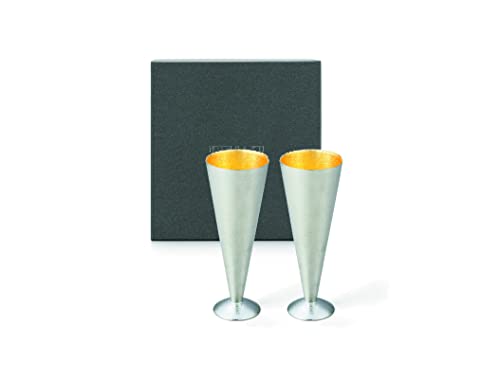 [Wrapped with Japanese paper] Champagne glass - gold leaf - S 2 pieces set