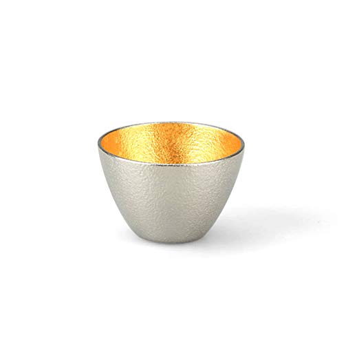 [Wrapping with Japanese paper] Katakuchi - Small Gold leaf 1 piece + Sake cup - Gold 2 pieces