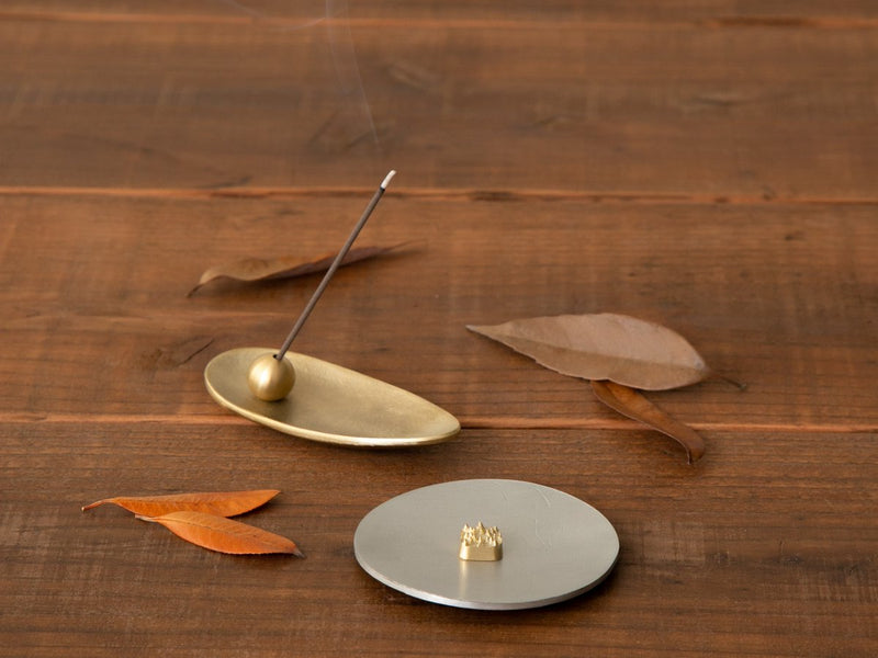 [Wrapping with Nousaku Japanese paper] Incense vessel set - Bamboo - Brass