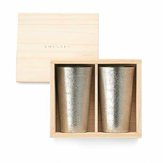 [Wrapping with Japanese paper] Beer cup white birch set of 2 in a paulownia box